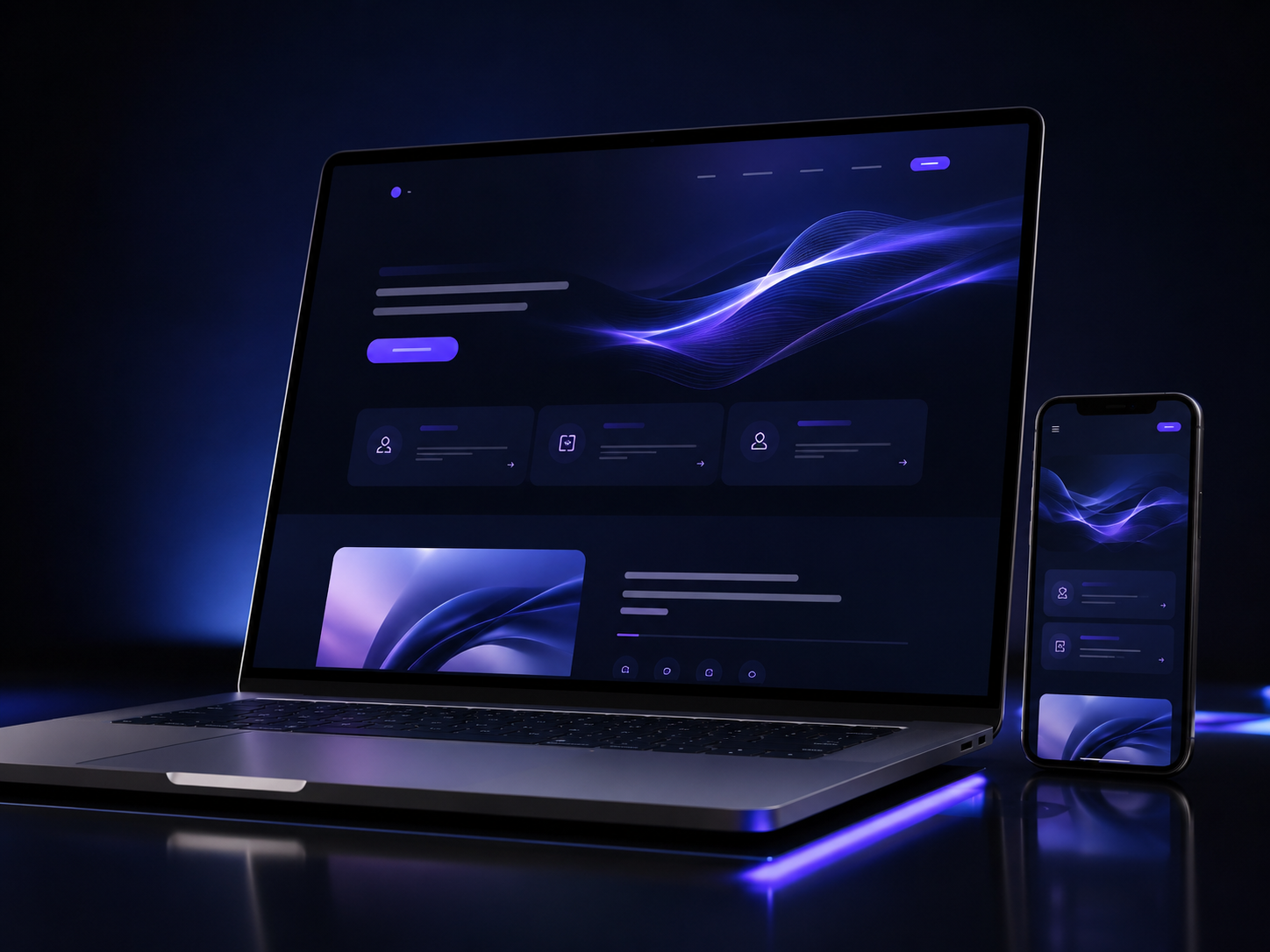 Website development and web design on laptop and mobile devices